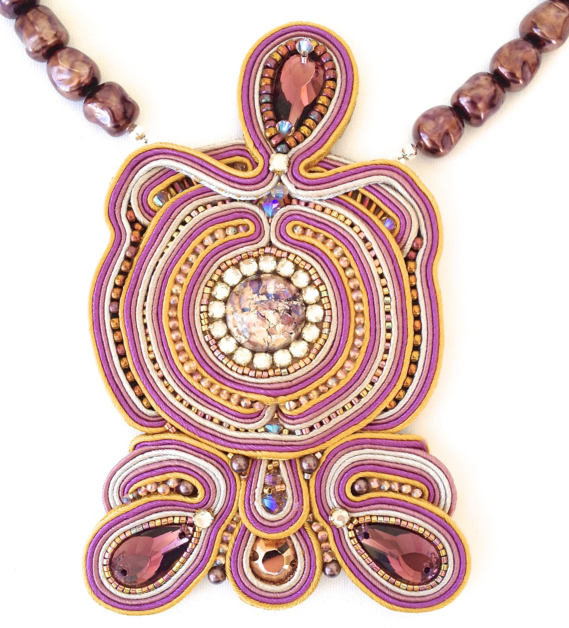 pink and yellow soutache jewelry